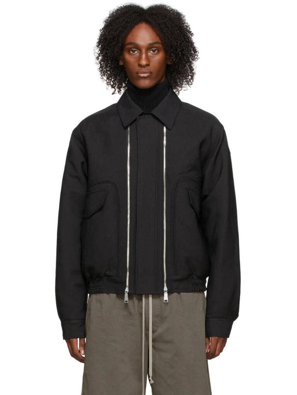 We11done Black 3 Front Zipper Bomber Jacket